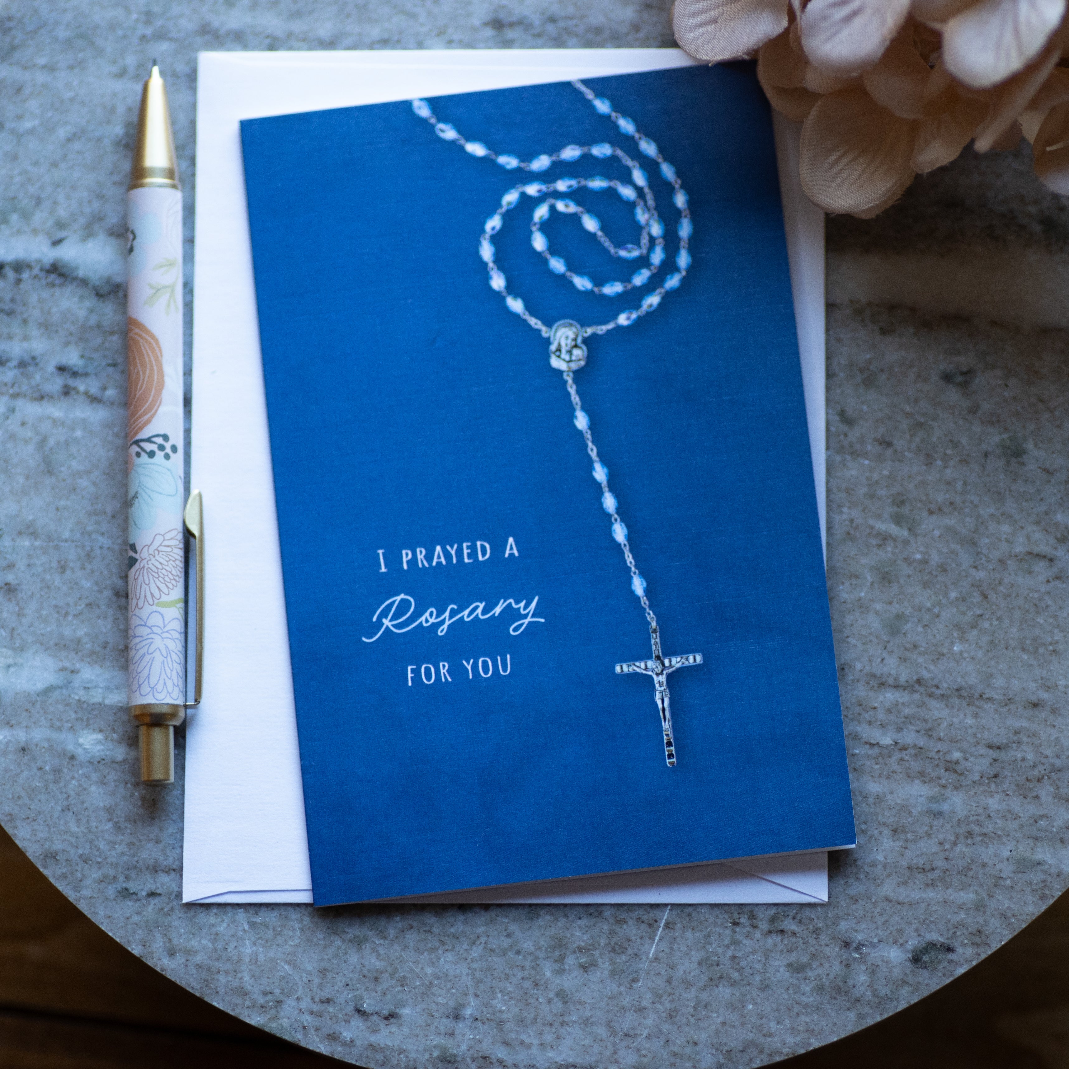Card - I Prayed a Rosary for You - Blue