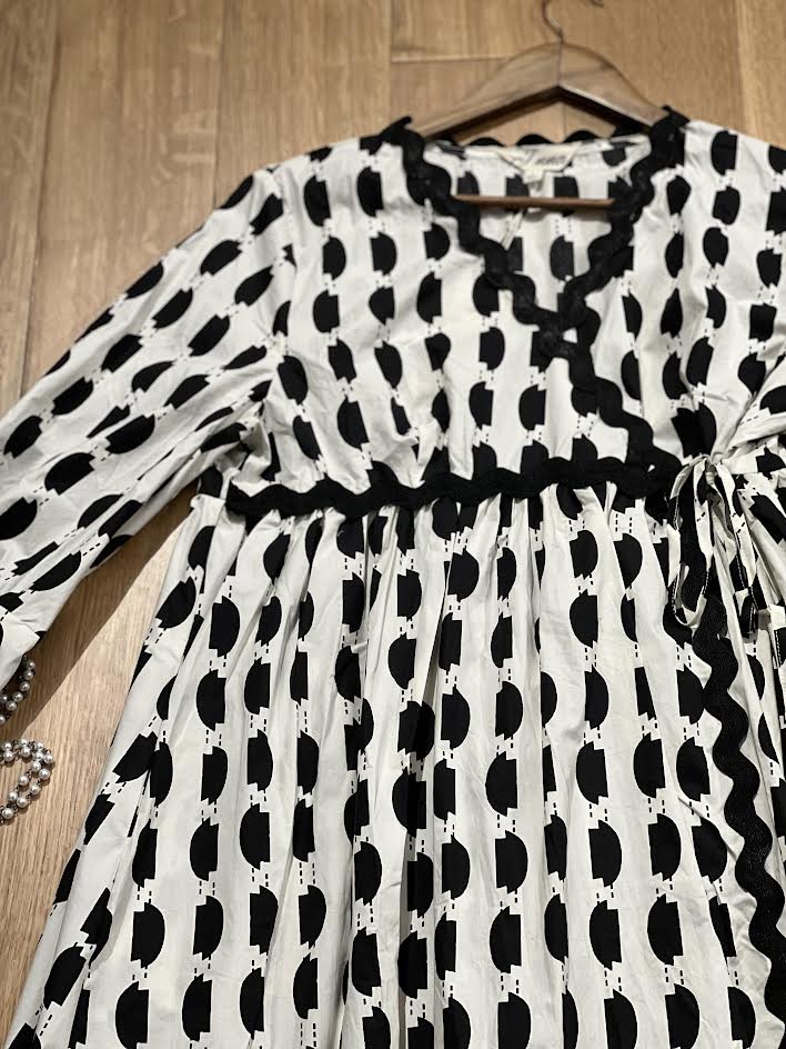 "Cookies & Cream" Black and White Wrap Dress