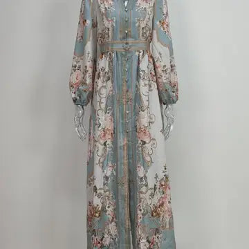 Pleated Floral Boho Dress