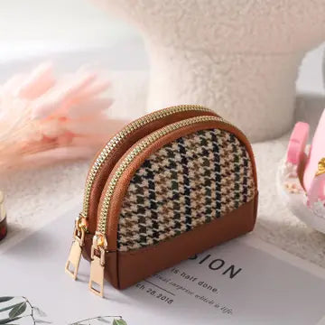 Double Zipper Purse - Houndstooth