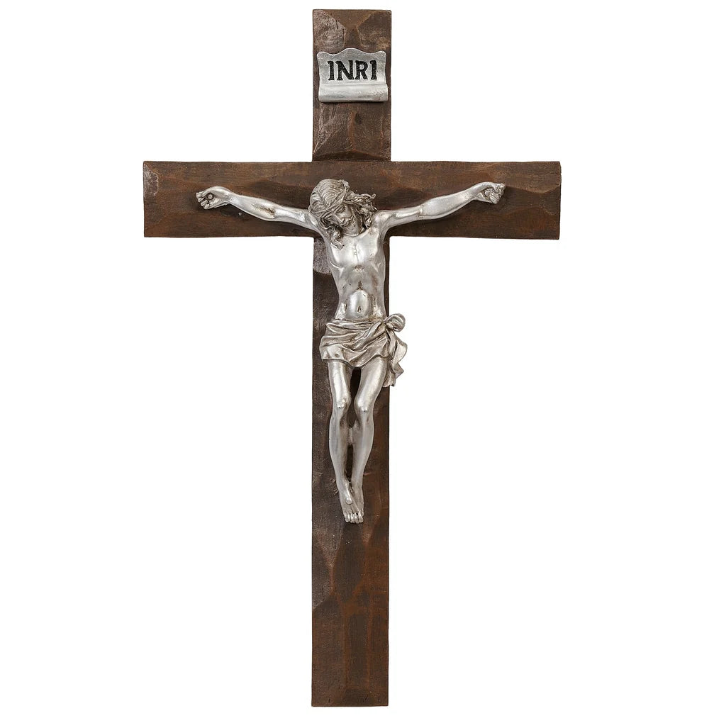 Crucifix - Silver Corpus - Resin - 11.5"