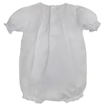Flower Embroidered Bubble Romper - White