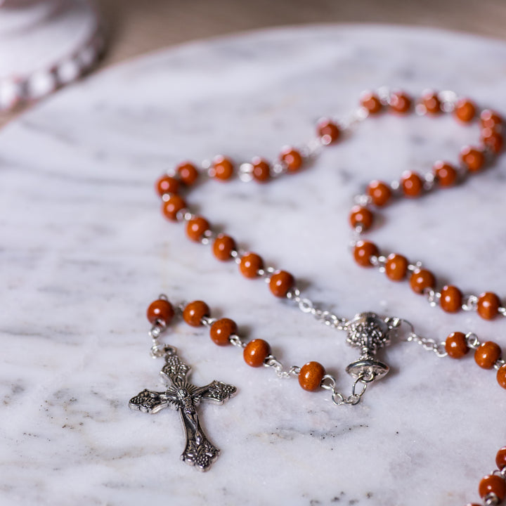 Rosary - First Communion - Brown Wood