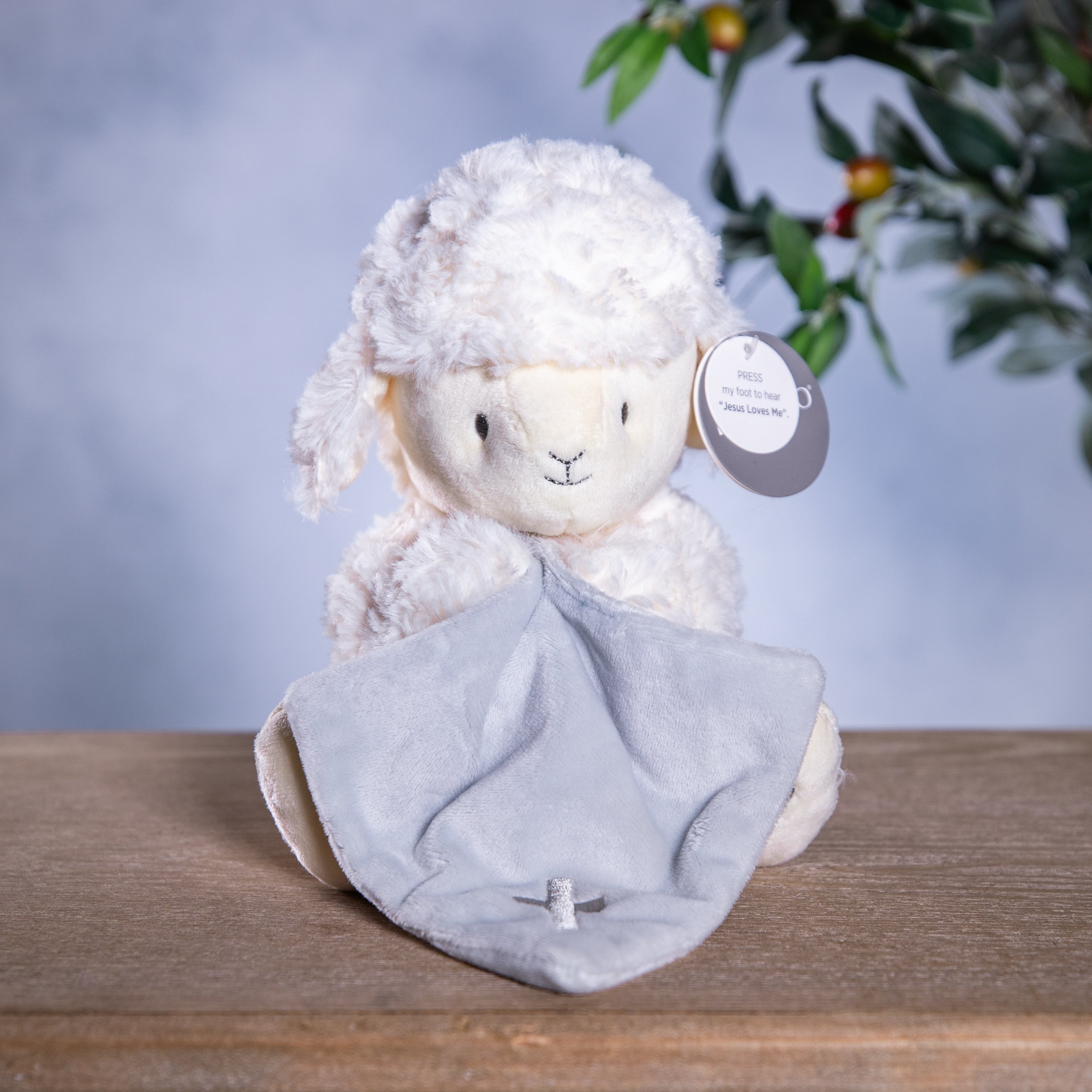 Plush - Lamb - Jesus Loves Me - Blue - Mechanical