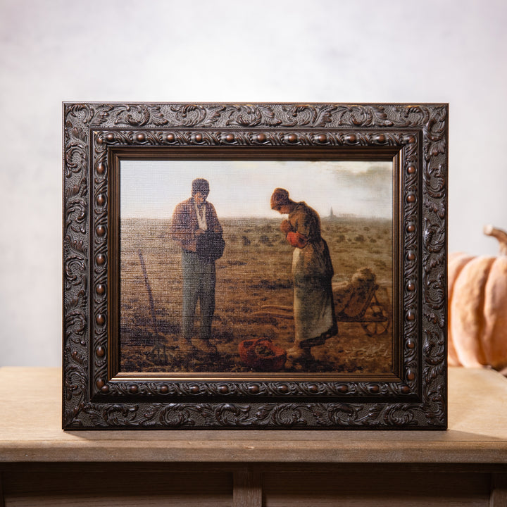 Picture - The Angelus - Ornate Dark Frame - by Jean Francois Millet - 8x10