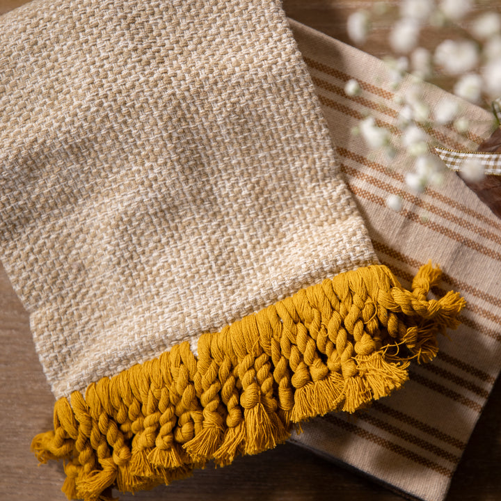 2pc Towel Set - Yellow Tassel