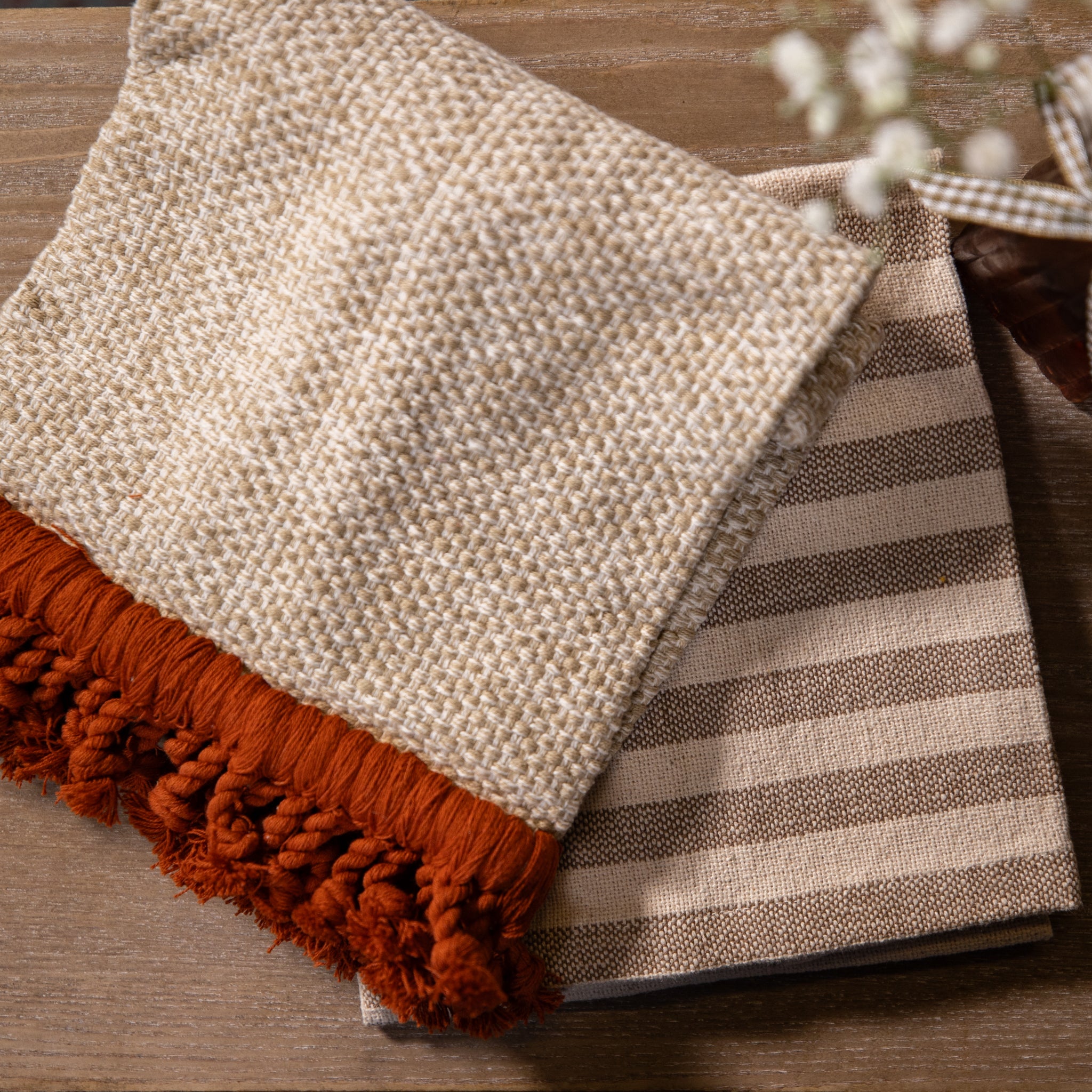 Towel Set - Orange Tassel