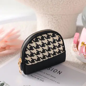 Single Zipper Purse - Houndstooth