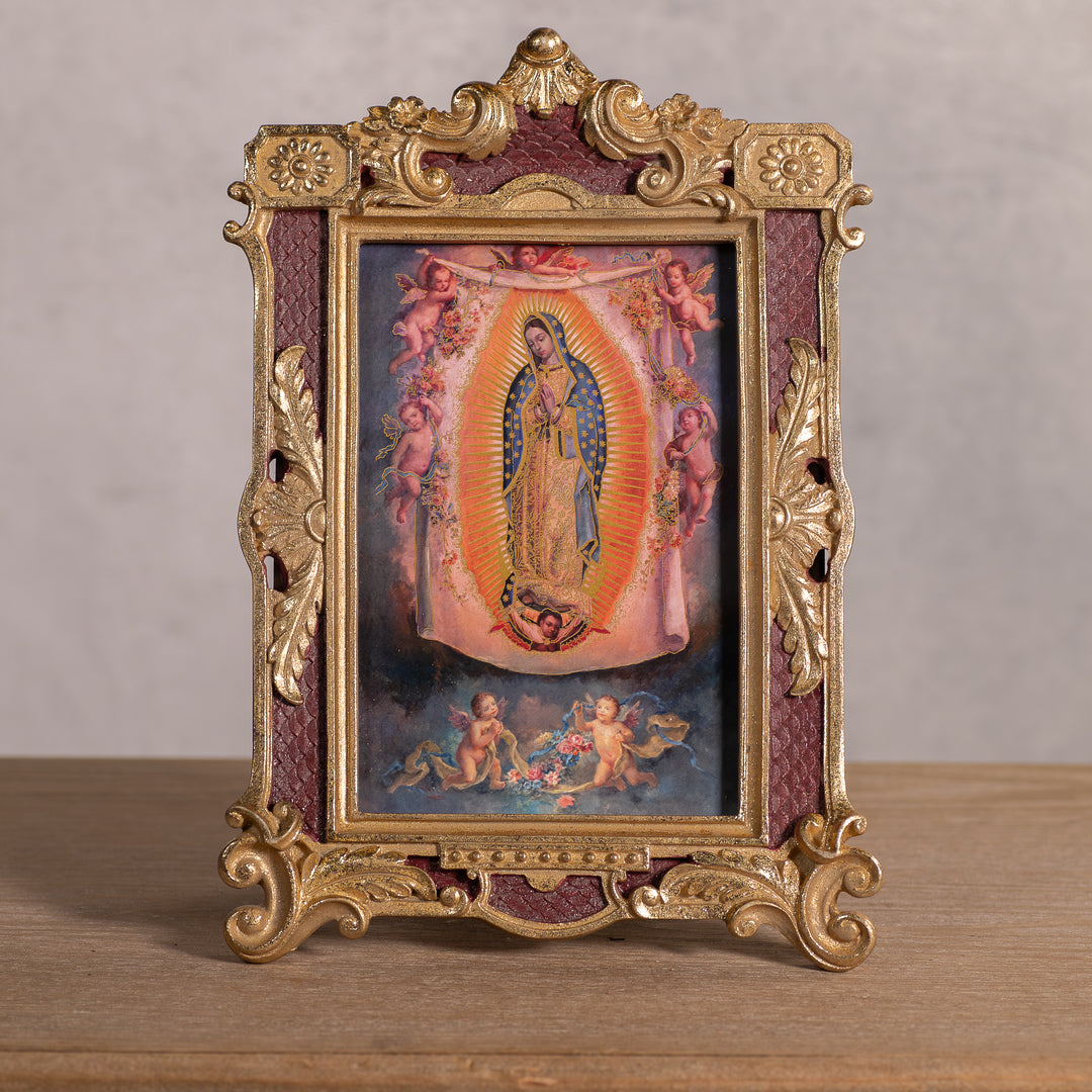 Our Lady of Guadalupe Burgundy and Gold Picture