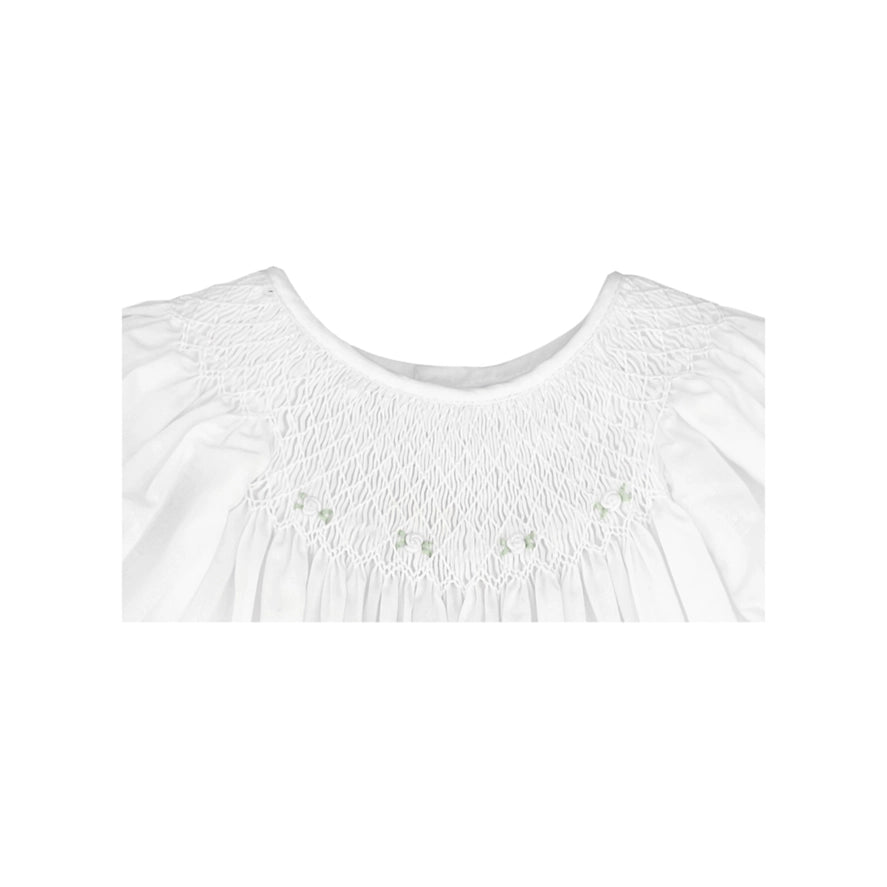 Smocked Daygown with Flower Detailing & Matching Bonnett - 3 Months