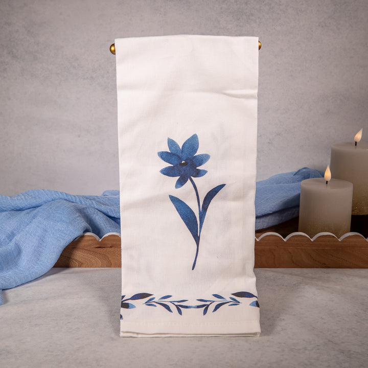 Blue and White Floral Towel Set
