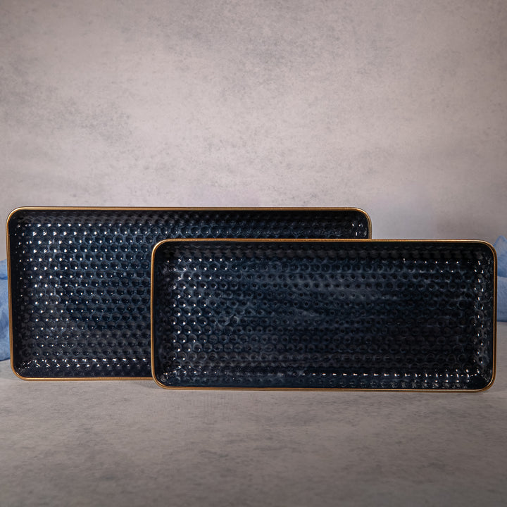 Blue Embossed Tray Set
