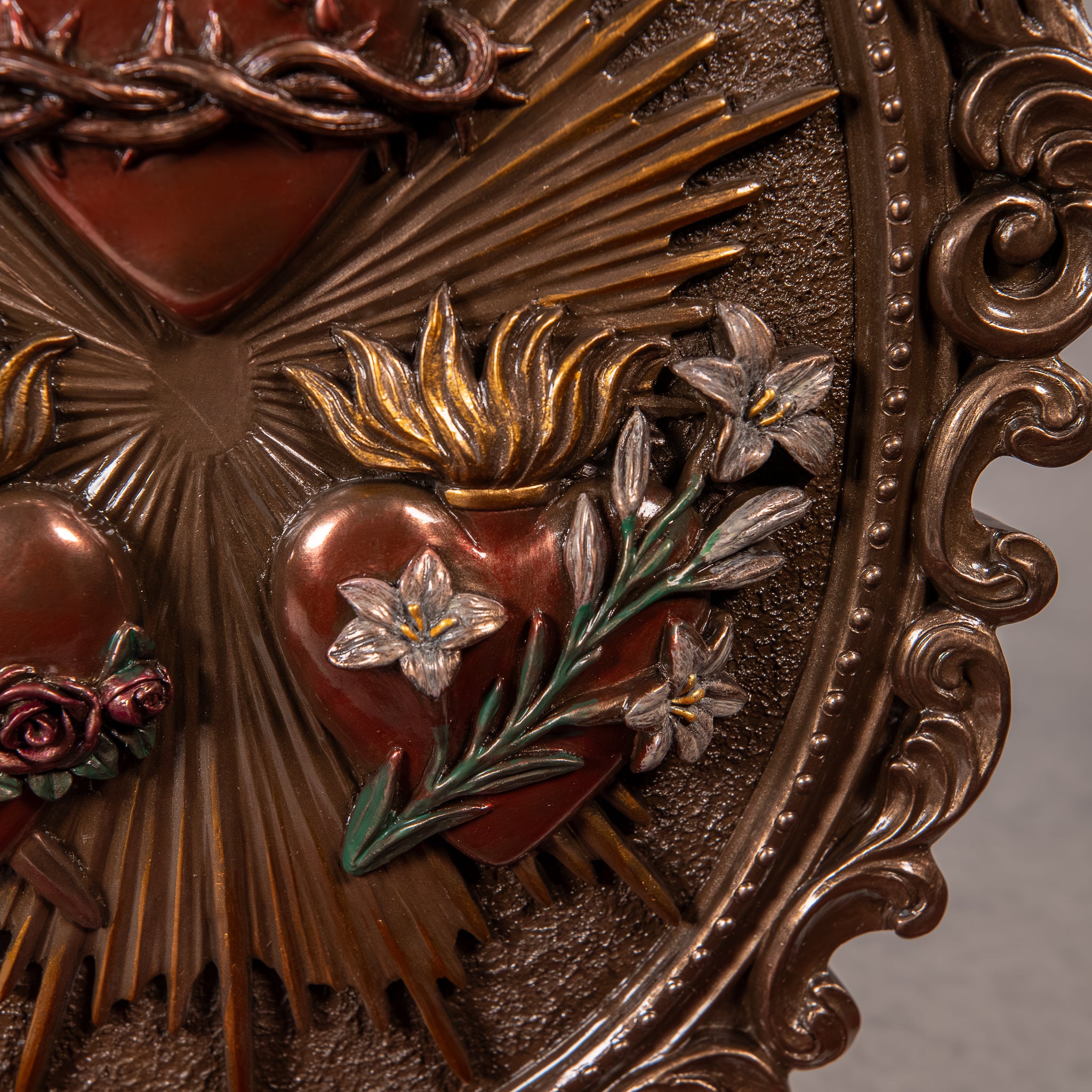 3 Hearts of the Holy Family Bronze Plaque