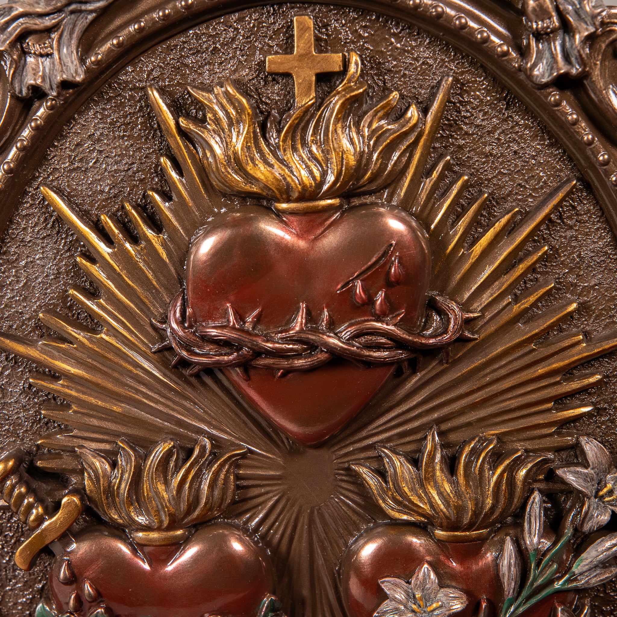 3 Hearts of the Holy Family Bronze Plaque