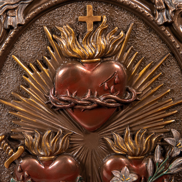 3 Hearts of the Holy Family Bronze Plaque