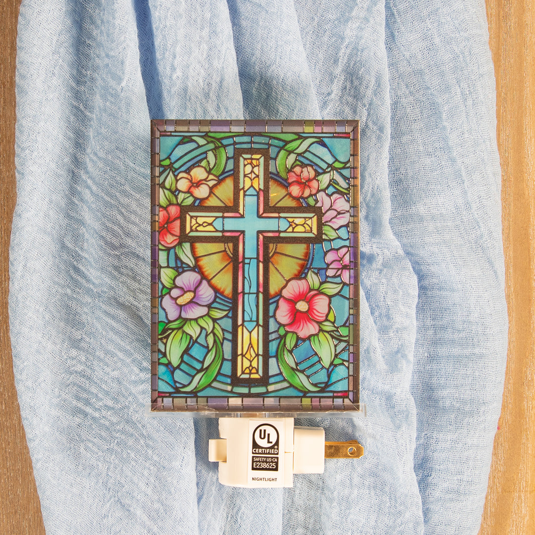 Stained Glass Cross Night Light