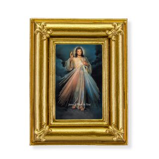 Picture - 3.5"x 4.5" Divine Mercy - Fleur de Lis - Gold Frame
