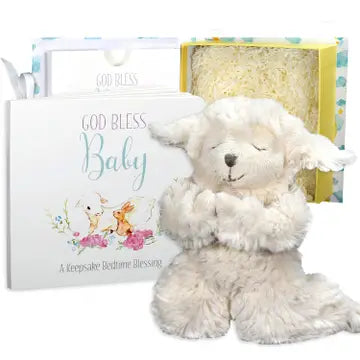 Plush Gift Set - God Bless Baby - Book - Praying Lamb