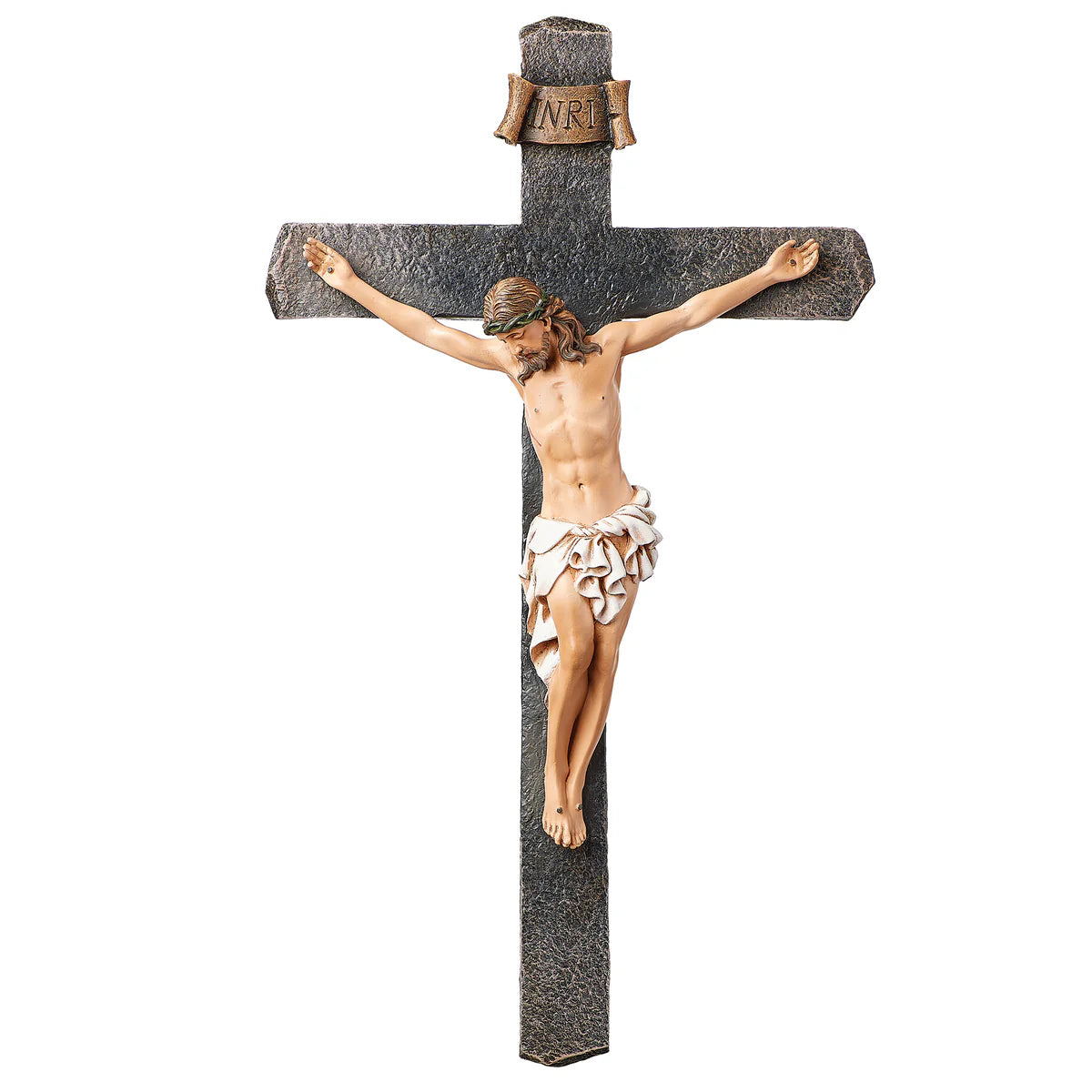 Crucifix - 13.25"H Color Corpus - Resin/Stone Mix