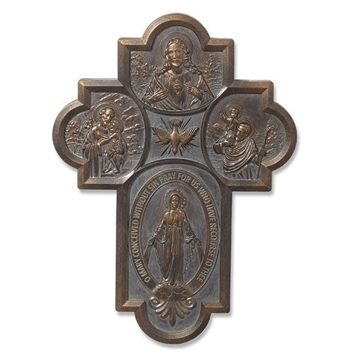 Cross - 4-Way Medal - 8.5" - Bronze Color/Resin