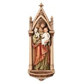 Holy Water Font - St. Joseph w/Baby Jesus - Resin/Stone Mix - 7.75"