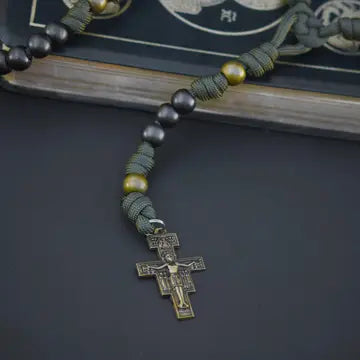 Rosary - Olive Branch - Cord - Army Green/Bronze