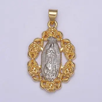 Pendant - OLG - Rose Border - Tu-tone - 24k Gold Filled