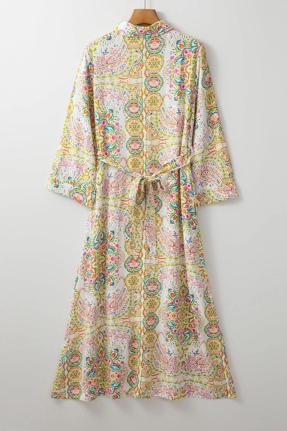 Midi White Paisley Dress