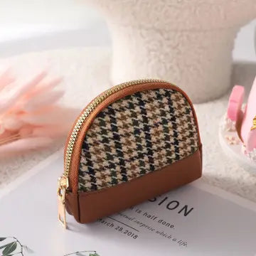 Single Zipper Purse - Houndstooth