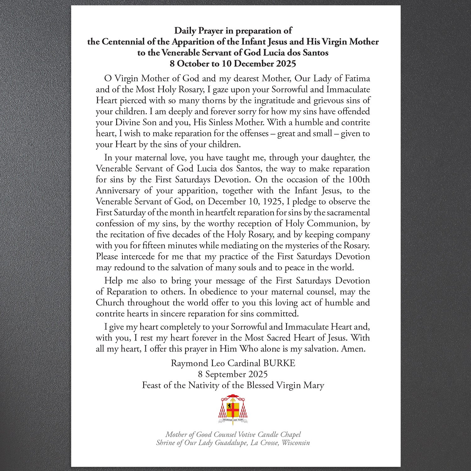 Nine Weeks of Prayer – Centennial of Fatima Devotion