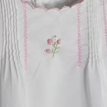 Flower Embroidered Bubble Romper - White
