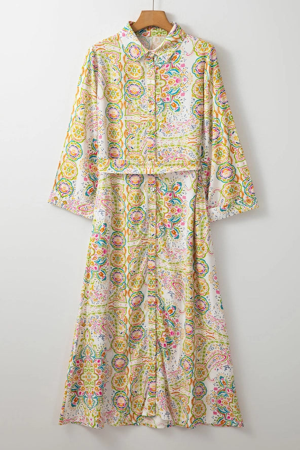 Midi White Paisley Dress