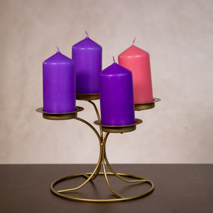 Advent Candle Holder - Metal - Candles Included