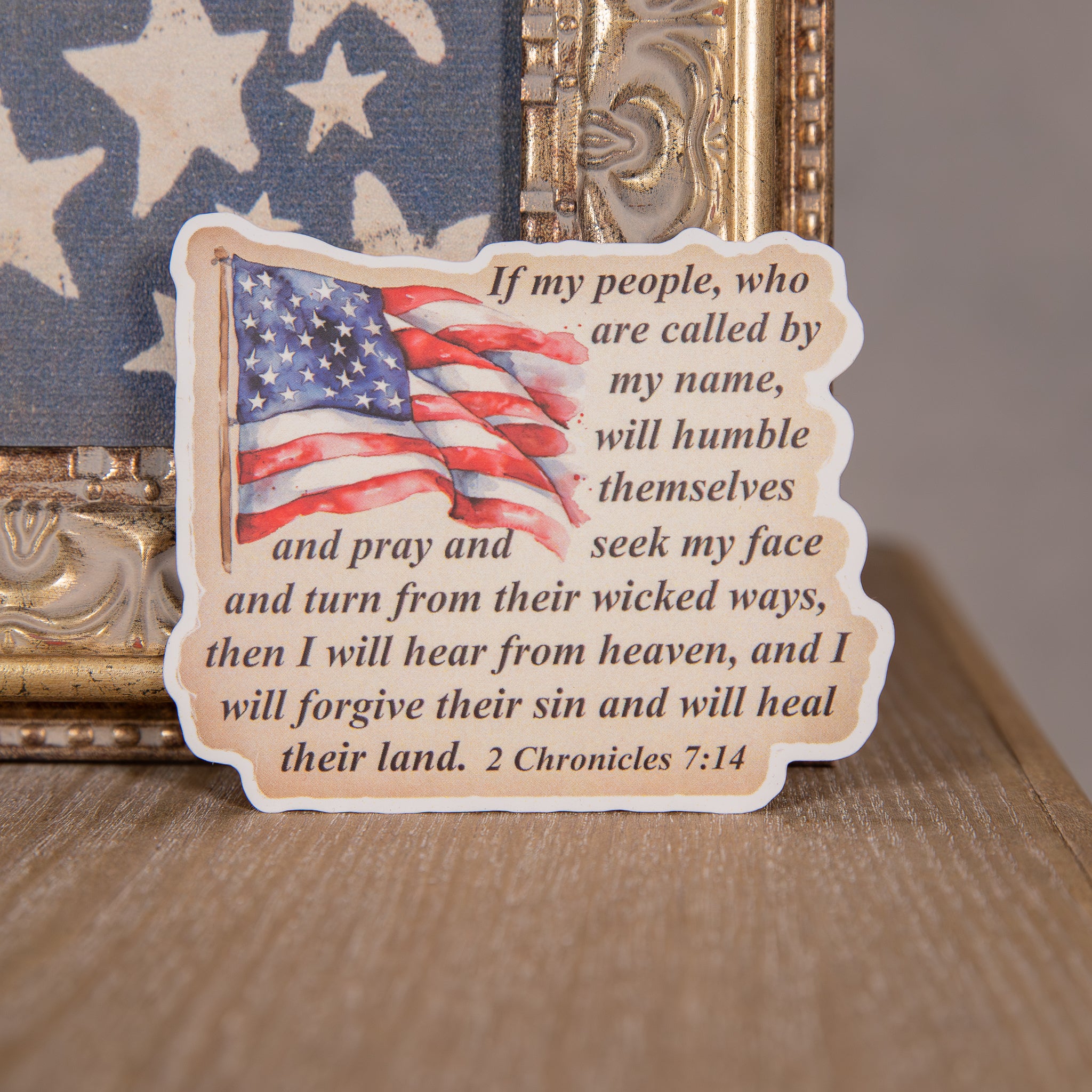 I Will Heal Their Land American Flag Sticker