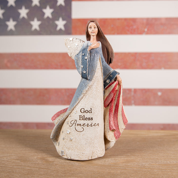 God Bless America Angel Figurine