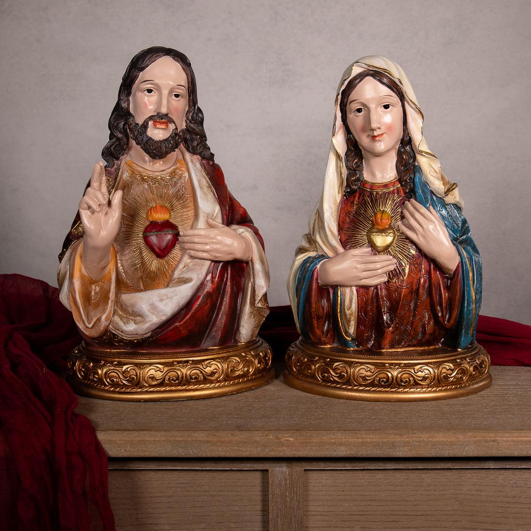 Sacred Heart and Immaculate Heart Statue Set