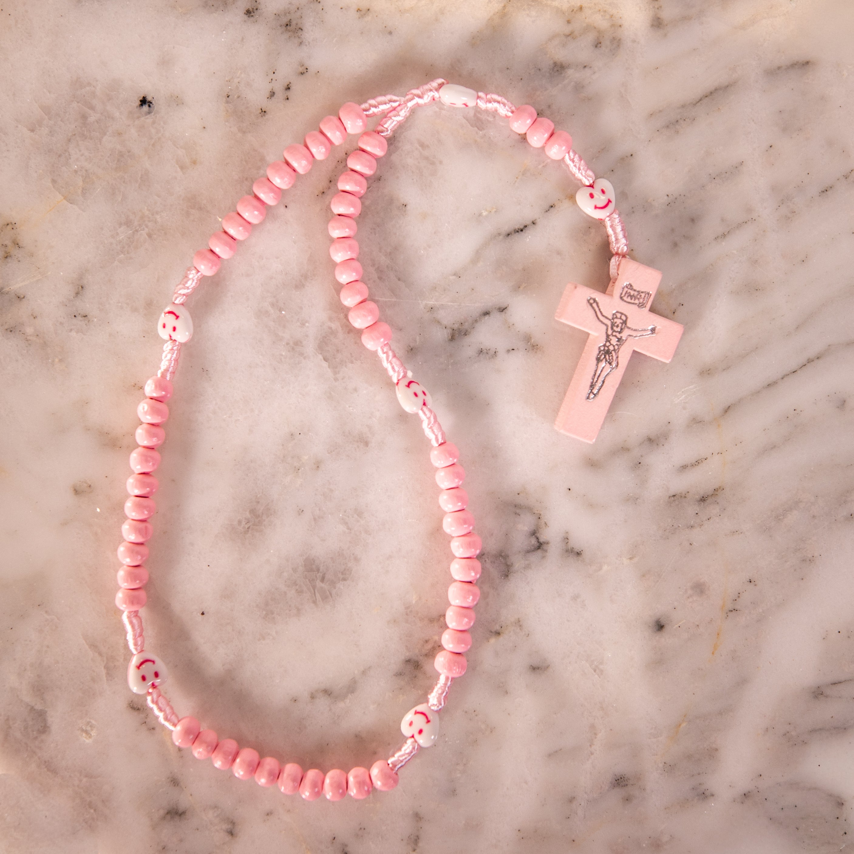 Kid's Rosary - Pink Wood