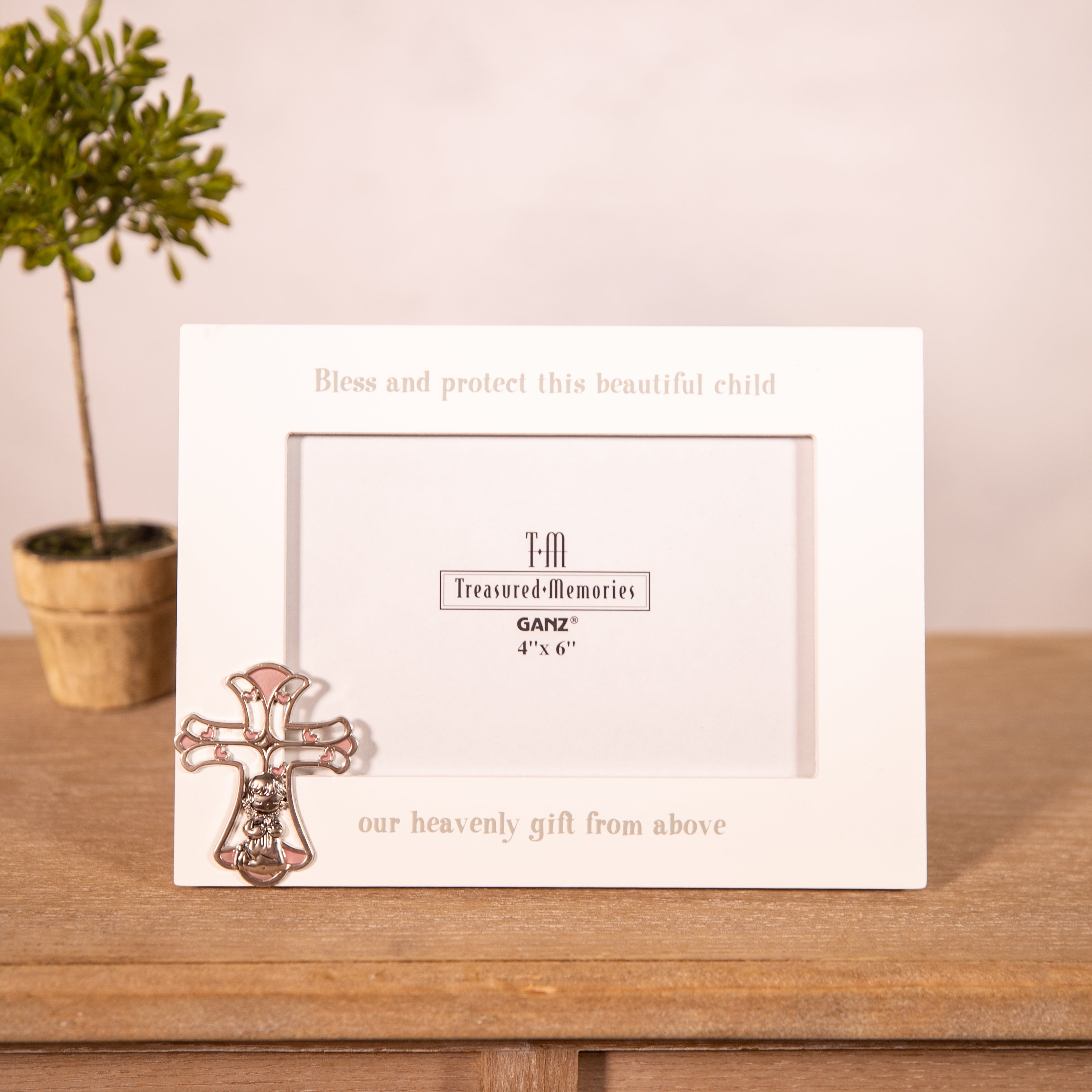 Keepsake Frame - Bless and Protect - Pink Cross