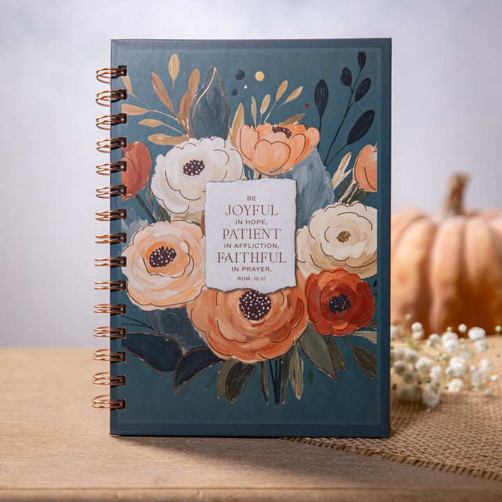 Journal - Be Joyful In Hope Romans 12:12 - Floral - Spiral