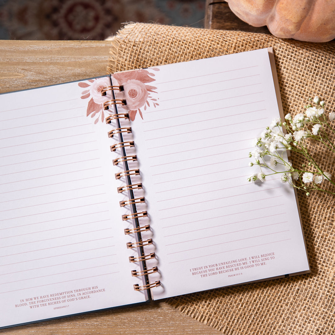 Journal - Be Joyful In Hope Romans 12:12 - Floral - Spiral