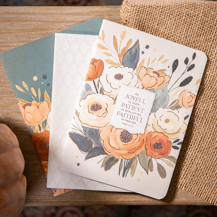 3pc Notebook Set - Joyful Patient and Faithful - Floral