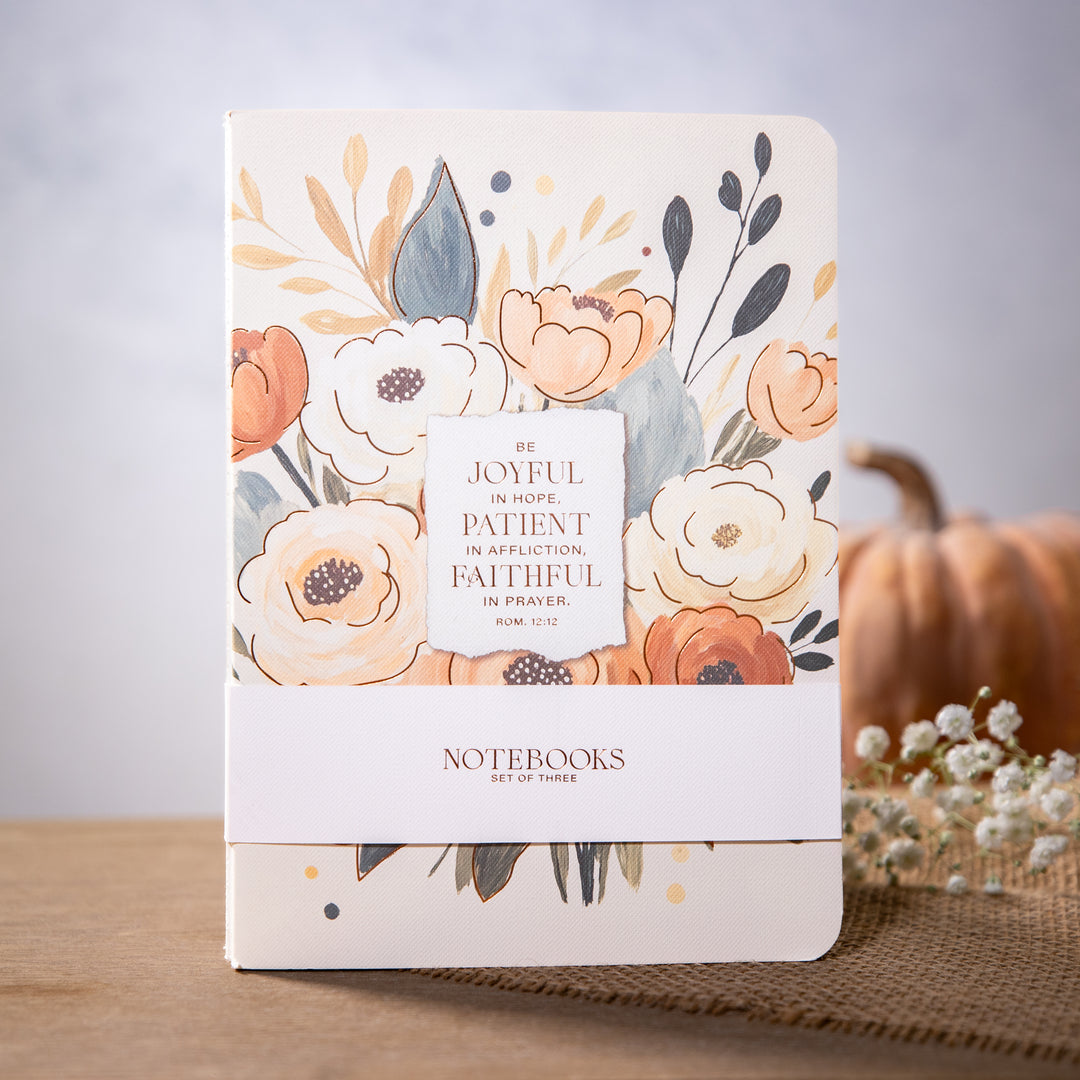 3pc Notebook Set - Joyful Patient and Faithful - Floral