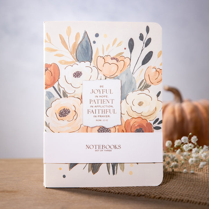 3pc Notebook Set - Joyful Patient and Faithful - Floral