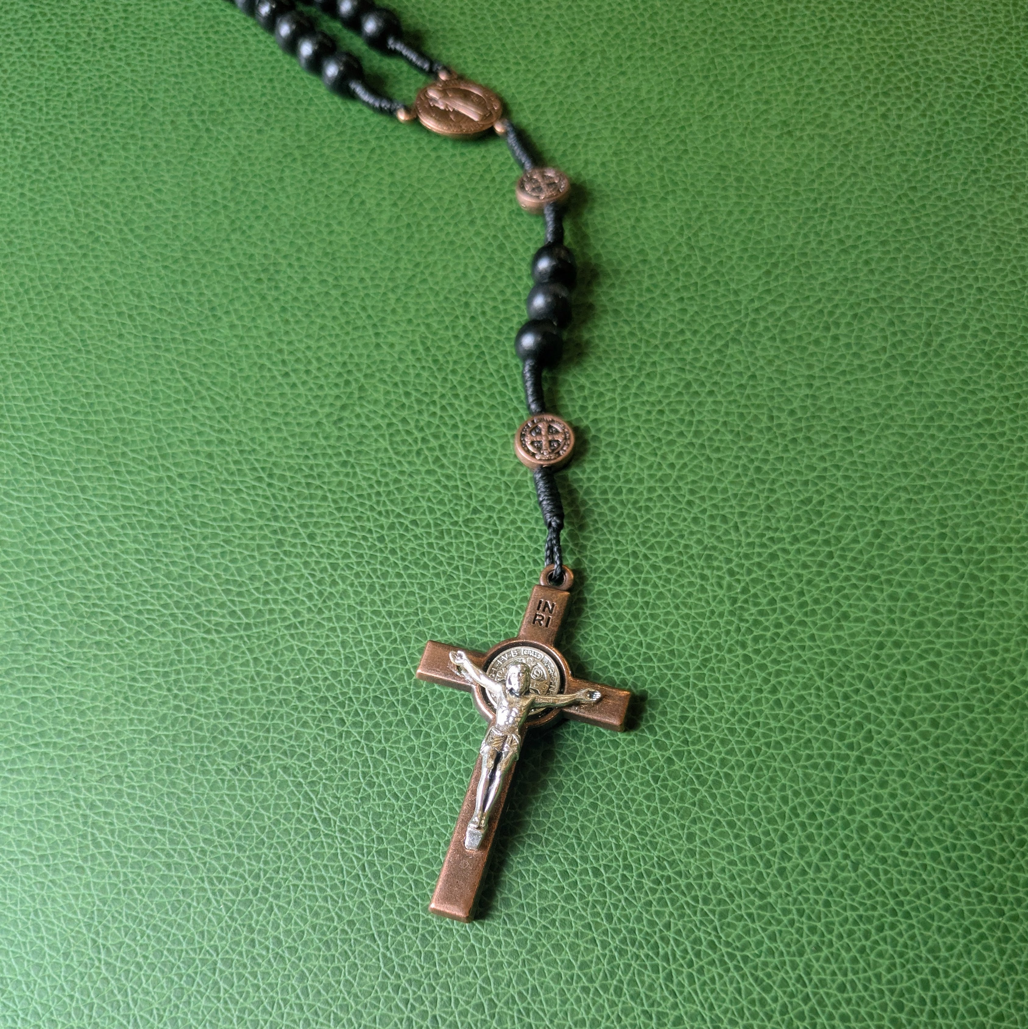 Rosary - St Benedict - Black Wood/Copper