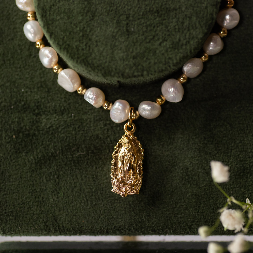Bracelet - OLG - Pearl &amp; Gold Bead - Gold over Sterling Silver