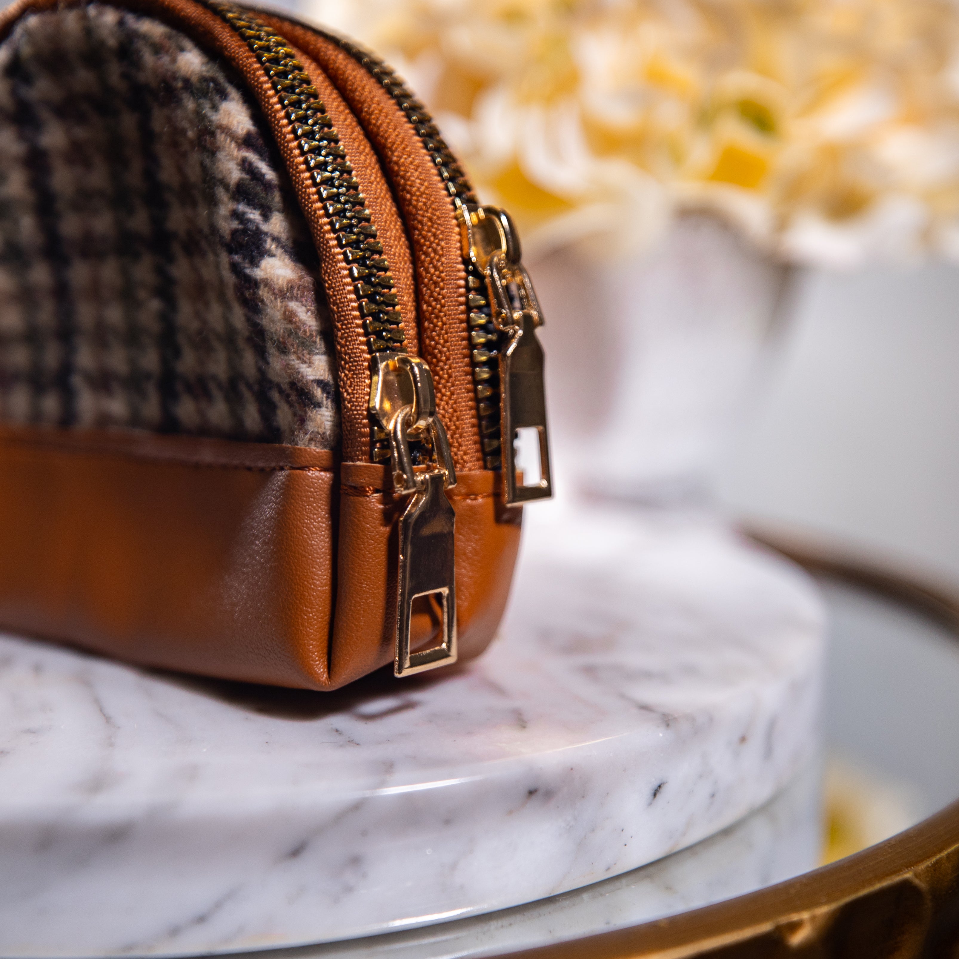 Double Zipper Purse - Houndstooth