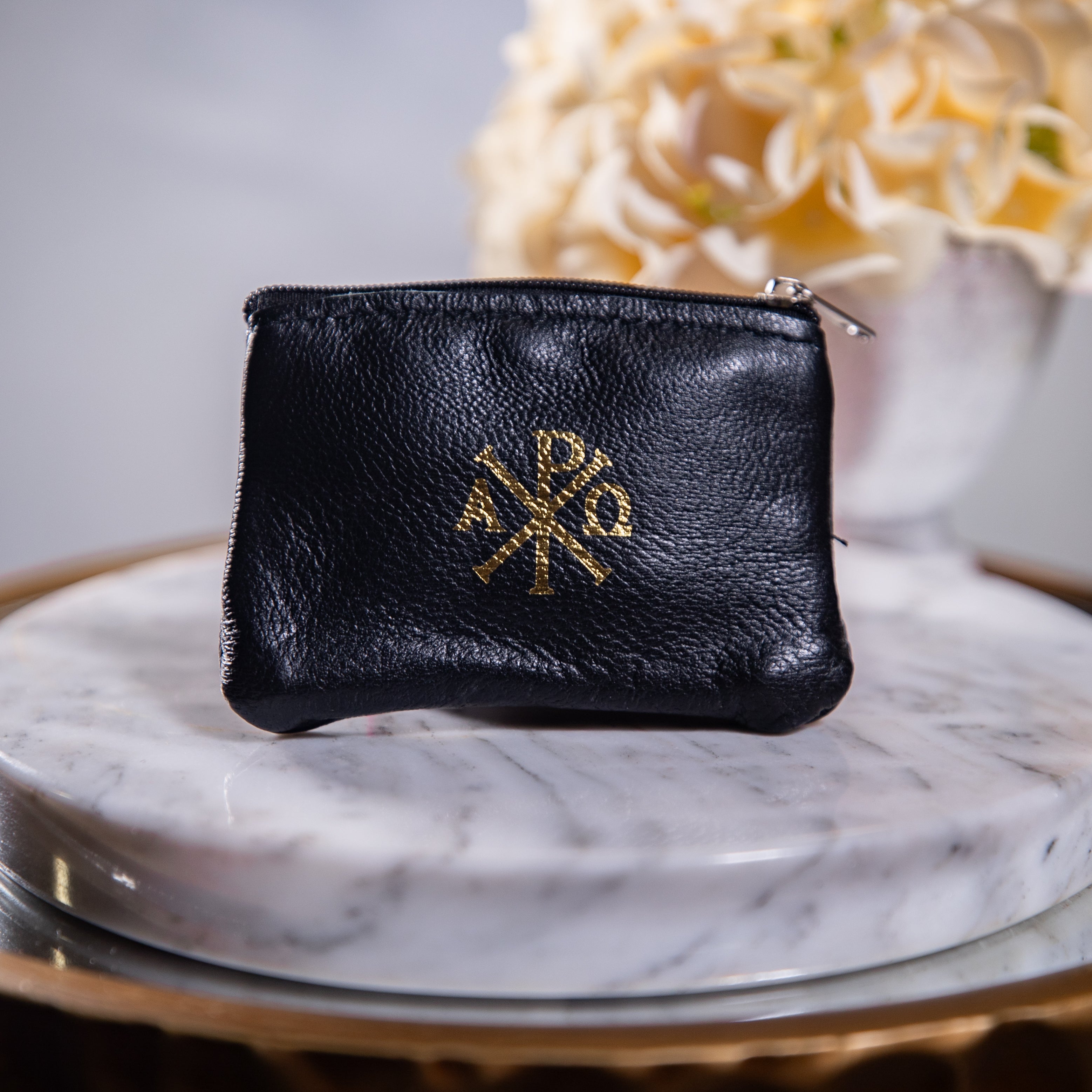 Rosary Case - Black Leather/Velveteen