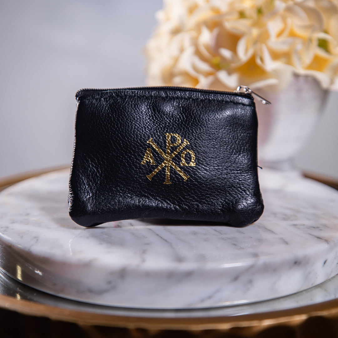 Rosary Case - Black Leather/Velveteen