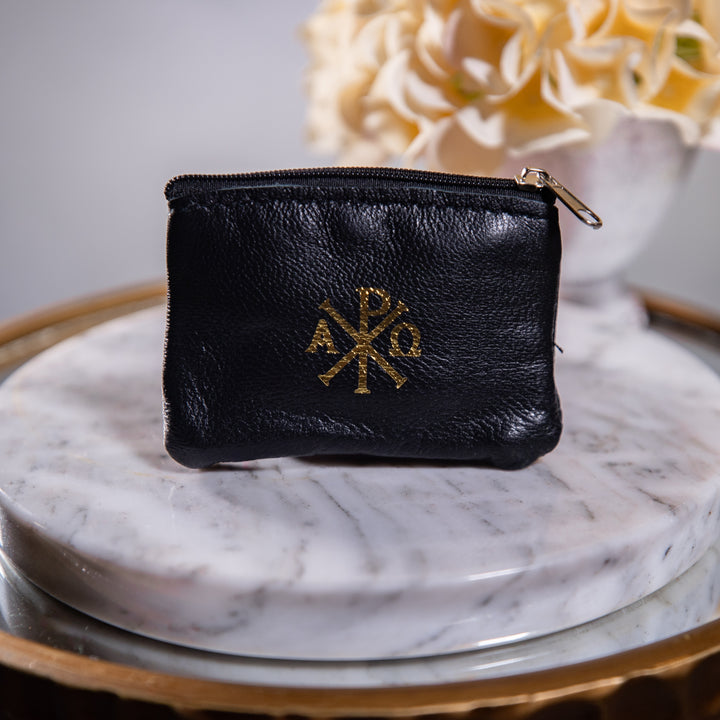 Rosary Case - Black Leather/Velveteen