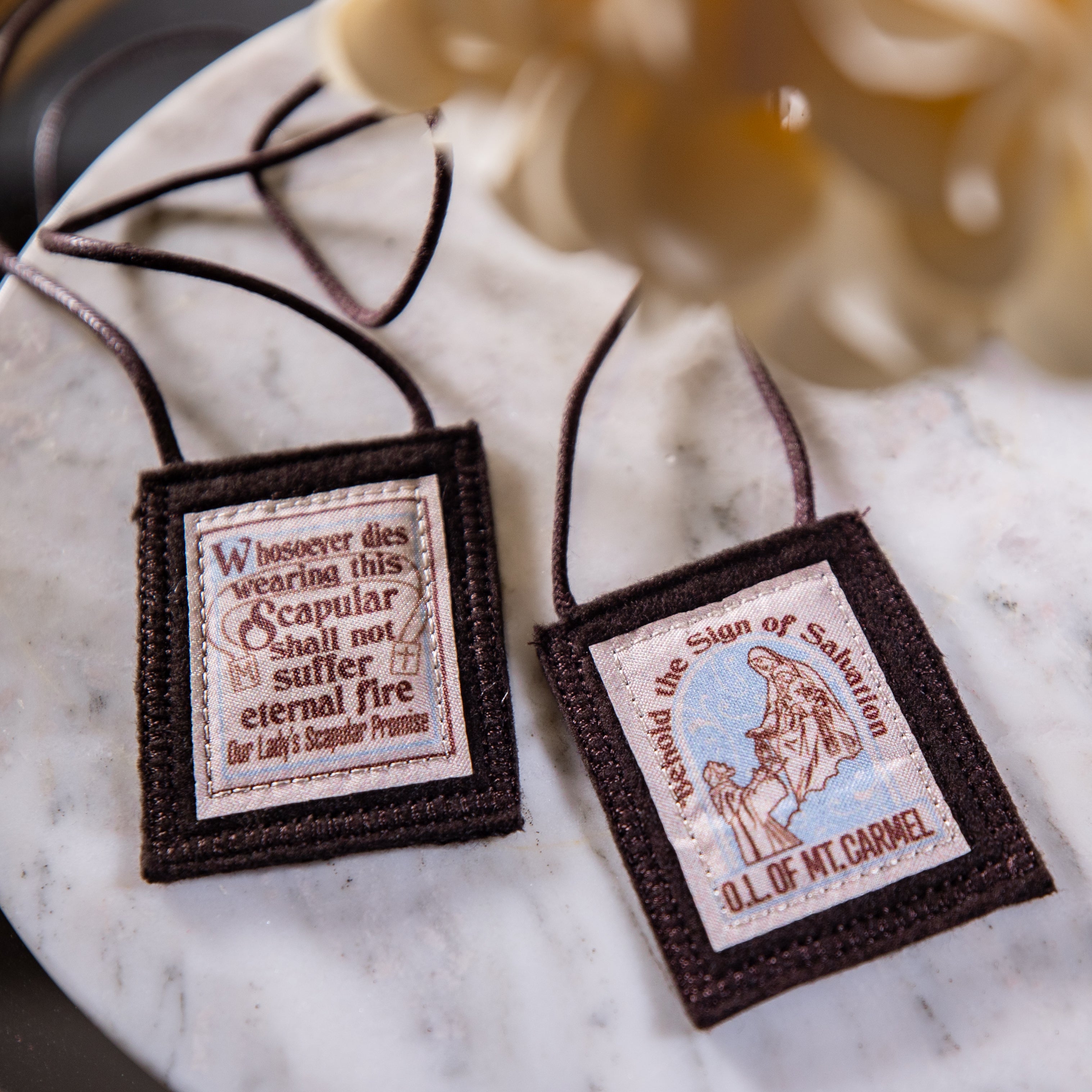 Scapular - Brown - Wool - Our Lady of Mount Carmel - Deluxe Packaging